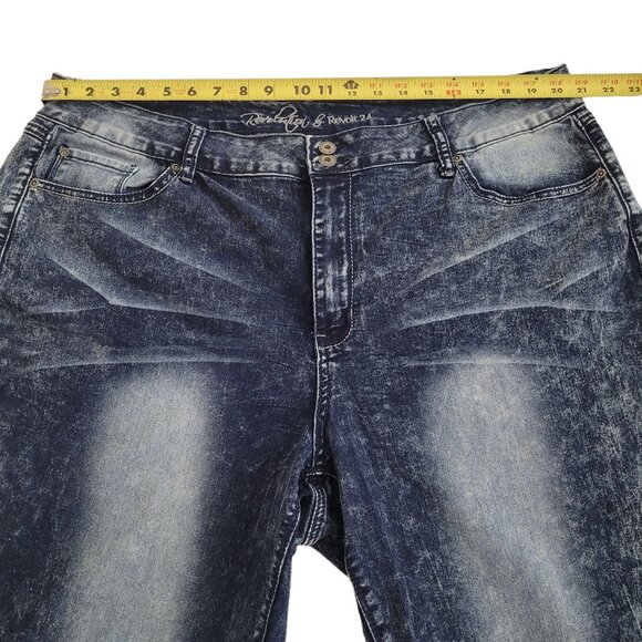 Womens Jeans Blue Dark Wash Distressed Straight Jeans Size 24 Revolution By Revo - Picture 8 of 11